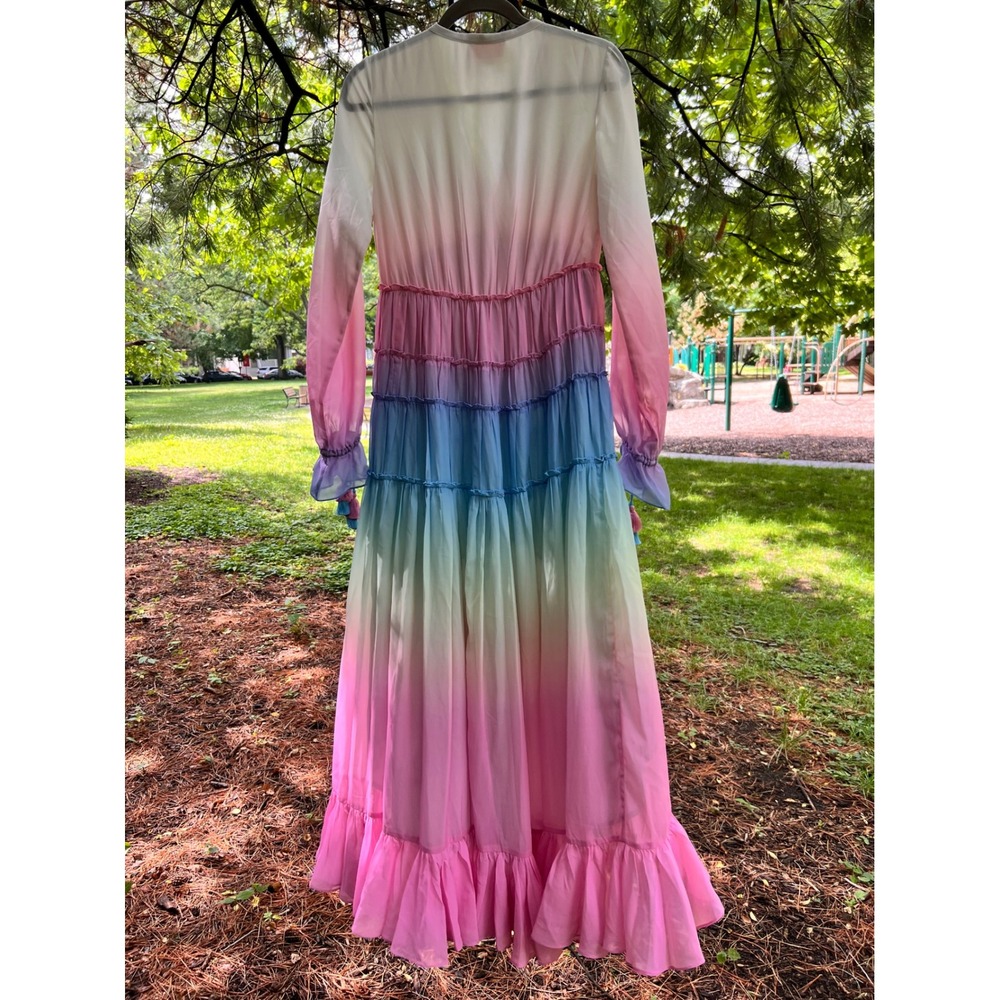 Rococo Sand Ciel Maxi Dress Women Small Pink Ombre LNWOT High Low Ruffle Tiered - Picture 7 of 9